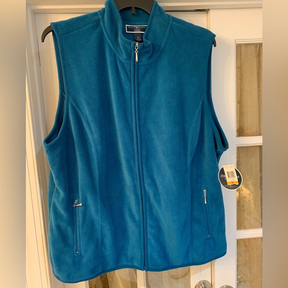 Karen Scott 3X Fleece Sweater Blue